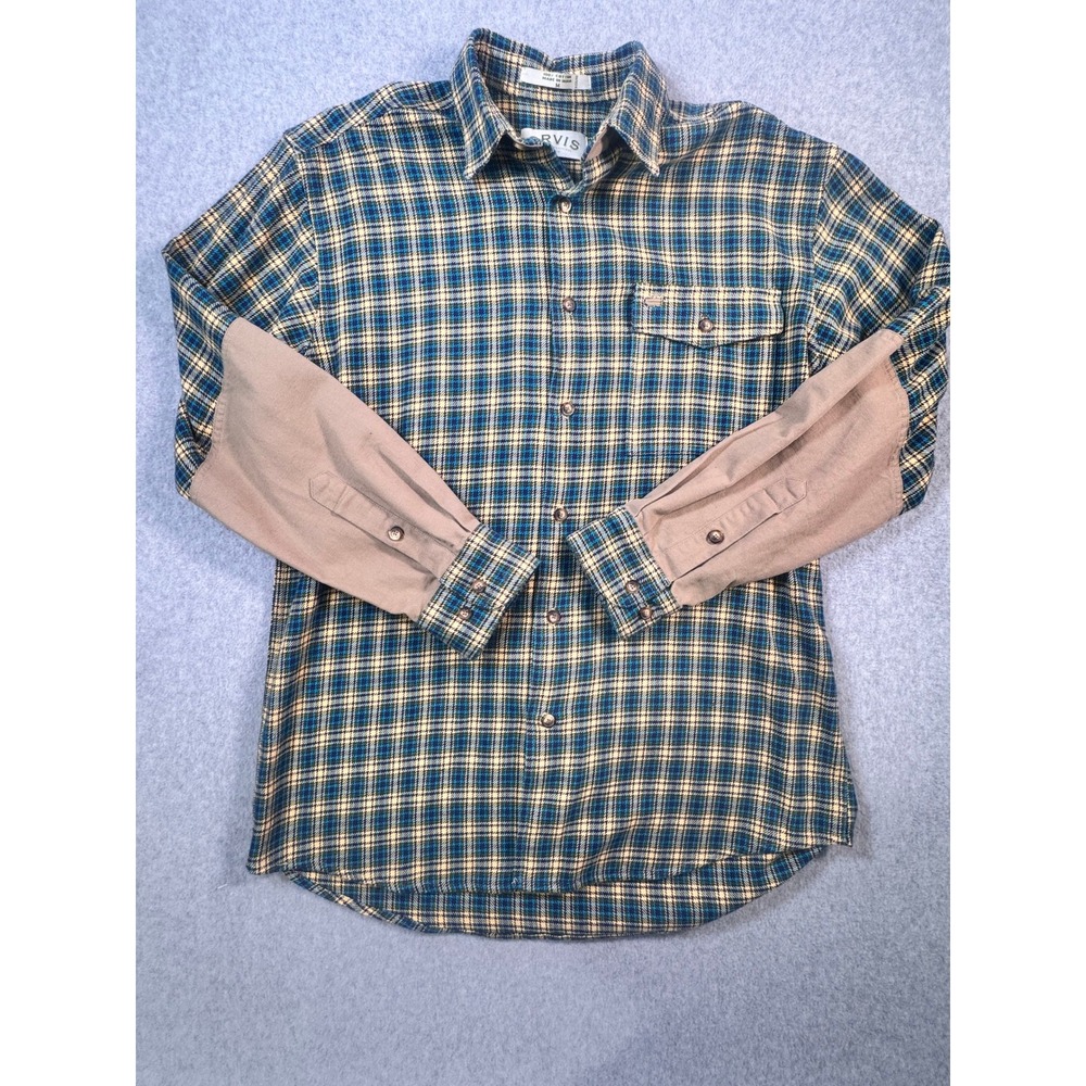 Orvis Sporting Traditions Mens M Upland Field Shooting Flannel Shirt Plaid Blue